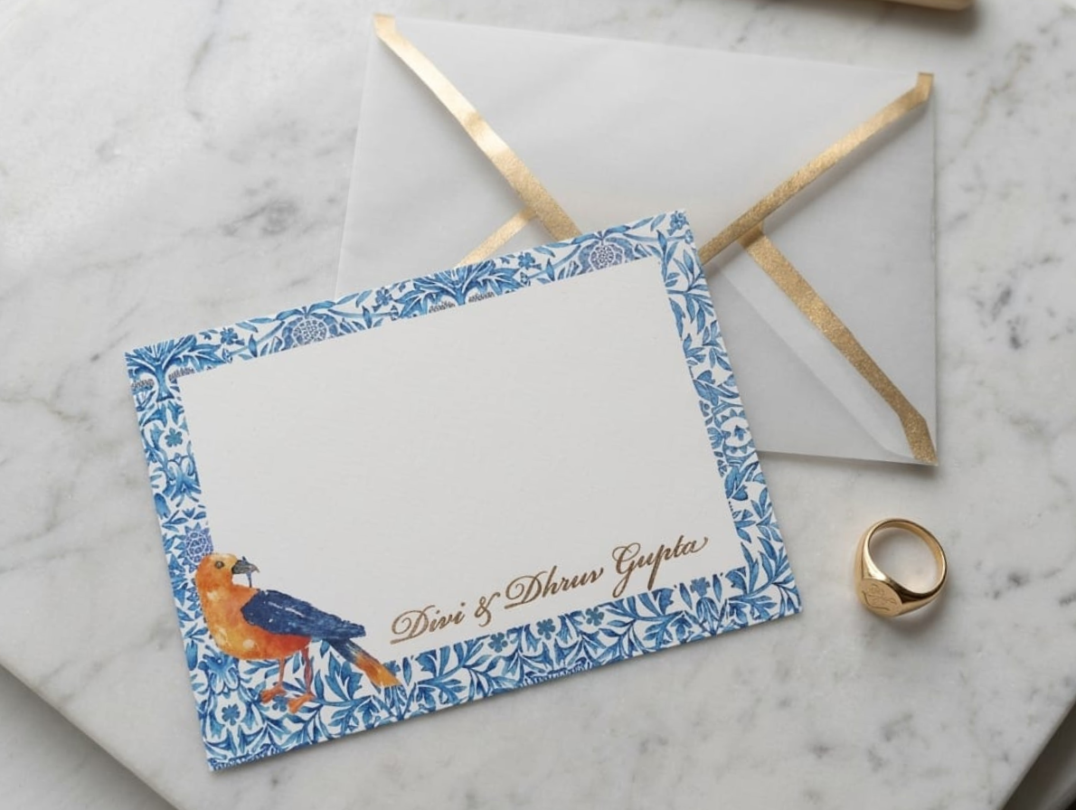 Bird blue nouveau Notecard