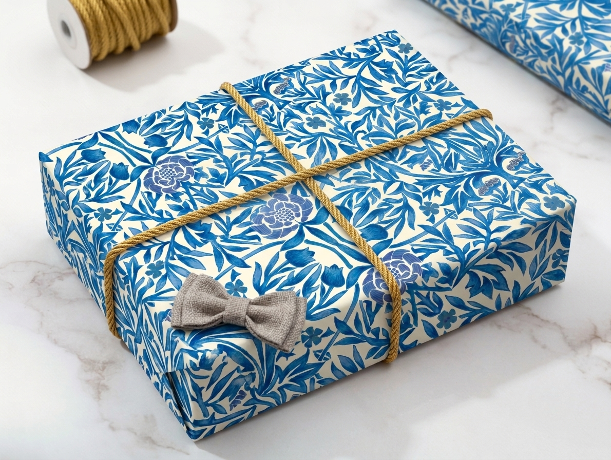 Blue Nouveau Wrapping Paper