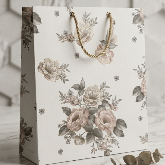 English Floral Ecru Gift Bag