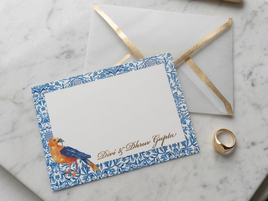 Bird blue nouveau Notecard